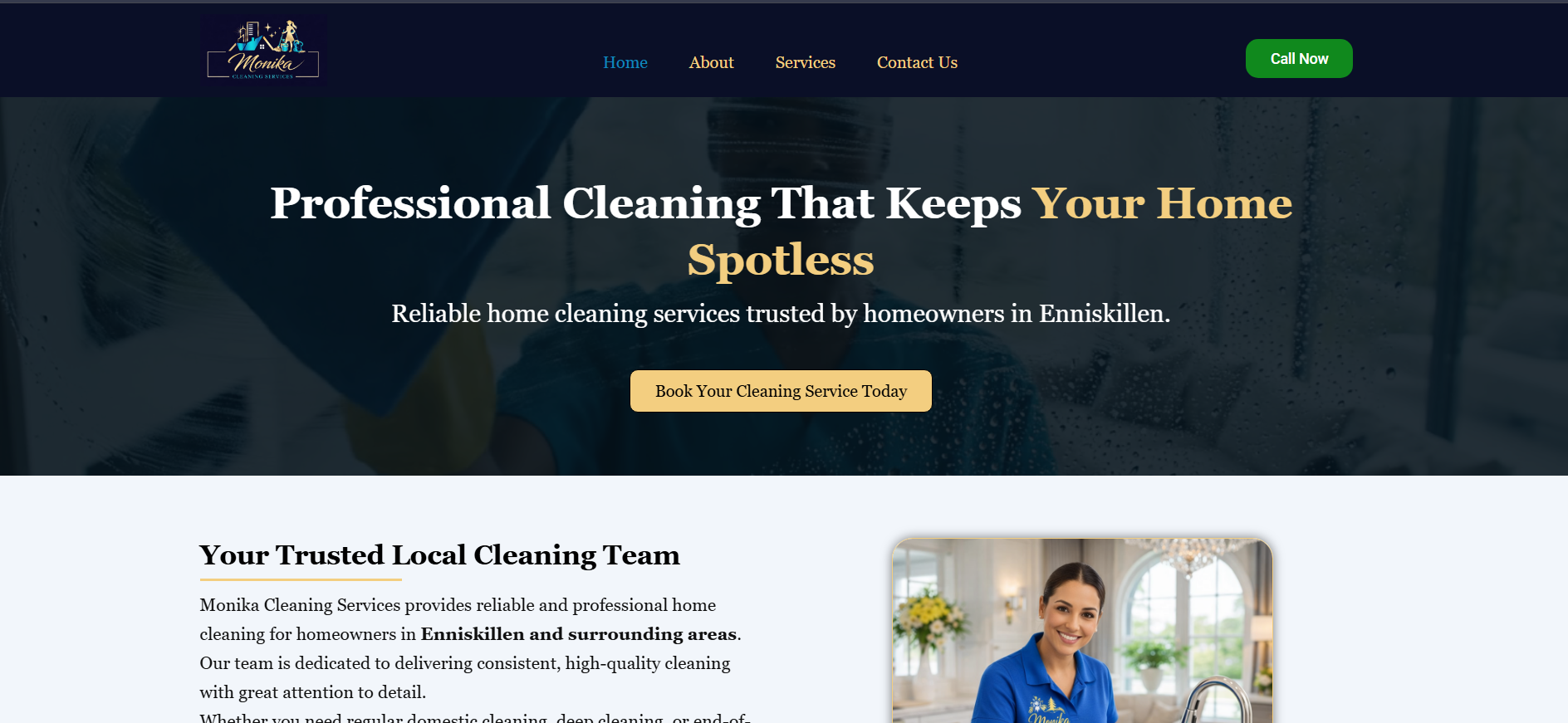 Monika Cleaning Services website
