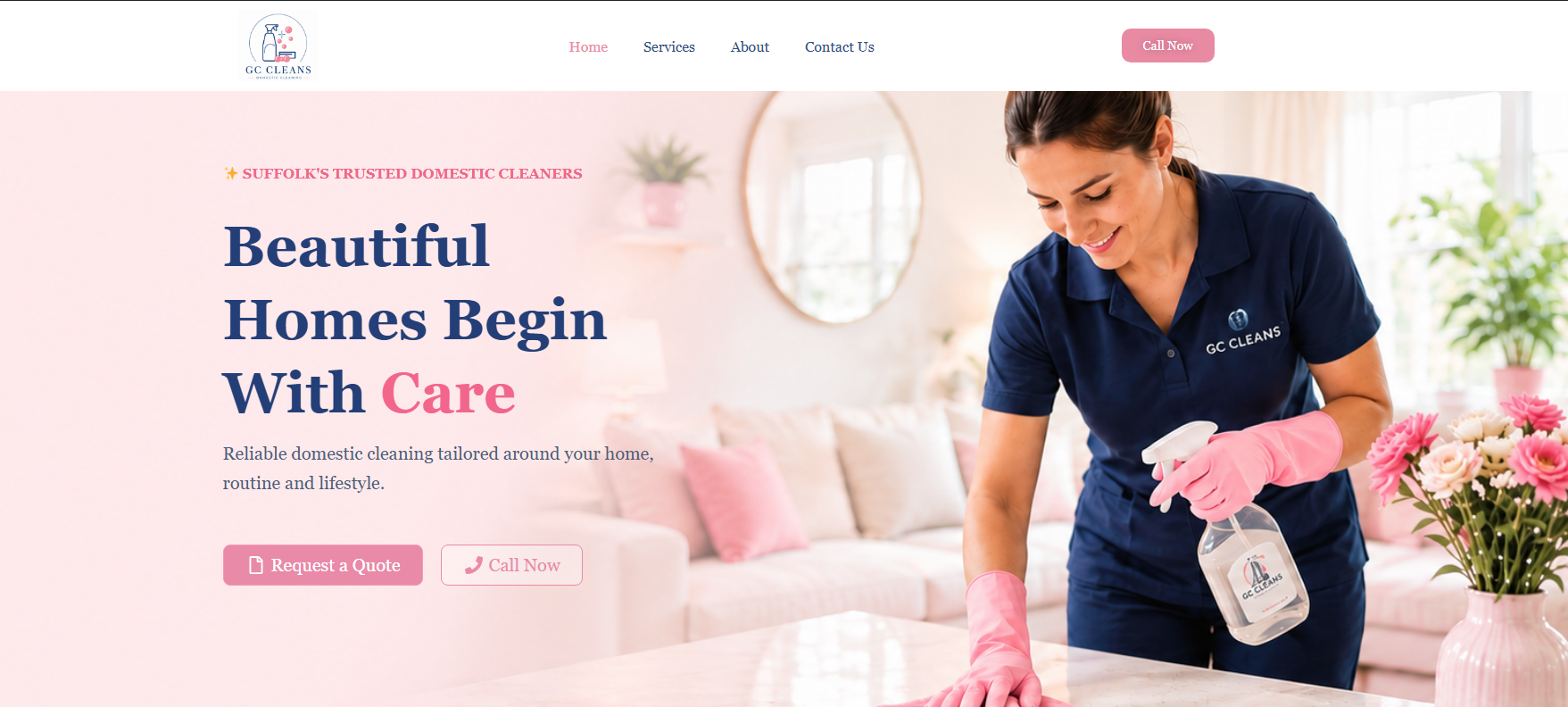 GC Cleans cleaning services website